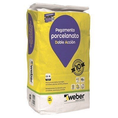 Weber Pegamento porcelanato doble acción (DA) 25 kg